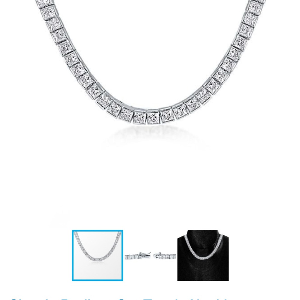 NWT Sterling Silver CZ Tennis Necklace - High Sparkle!
